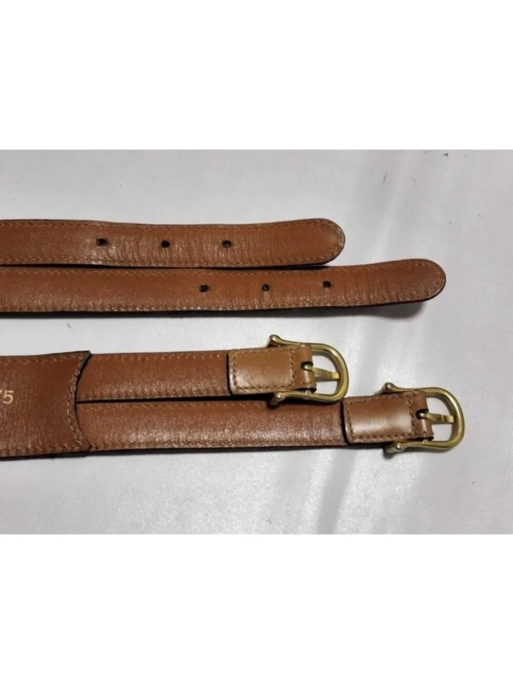 Celine Belt Double Buckle Brown Leather Gold